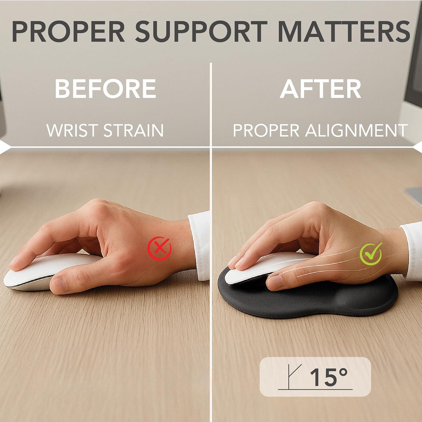 Mr. Pen- Ergonomic Mouse Pad with Wrist Rest | Breathable Fabric with Memory Foam Cushion, Non-Slip Rubber Base, Gel Mouse Pad with Wrist Support