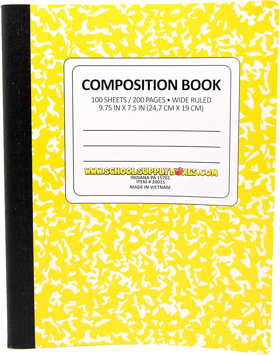 100 Sheet Composition Notebooks - School Supply Boxes - 5 Wide Ruled Writing Notebooks - 1 Black, 1 Red, 1 Green, 1 Blue, and 1 Yellow (Wide Ruled)
