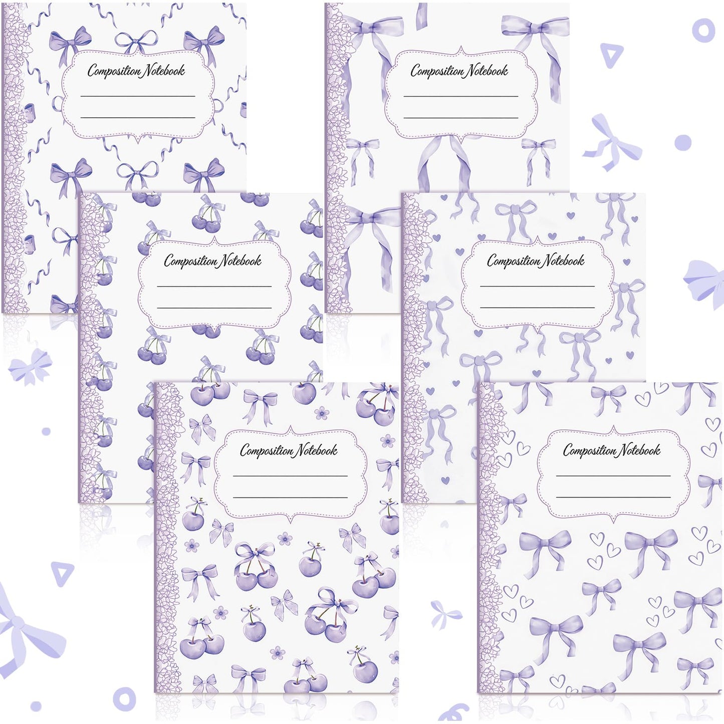 Fullhawl 6 Pack Pink Composition Notebook College Ruled | Back to School Supplies 110 Pages Note Taking, 9-3/4 x 7-1/2"Inch Size, Preppy Aesthetic Design, Cute Journal Office Use