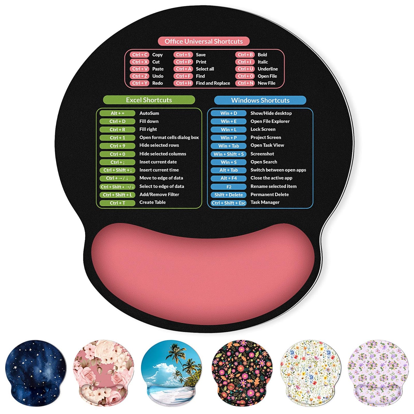 KONVINIT Ergonomic Mouse Pad with Wrist Rest, Small Mousepad with Non-Slip Rubber Base and Smooth Surface, Beach Mouse Pads for Desk, Office Desk Accessories