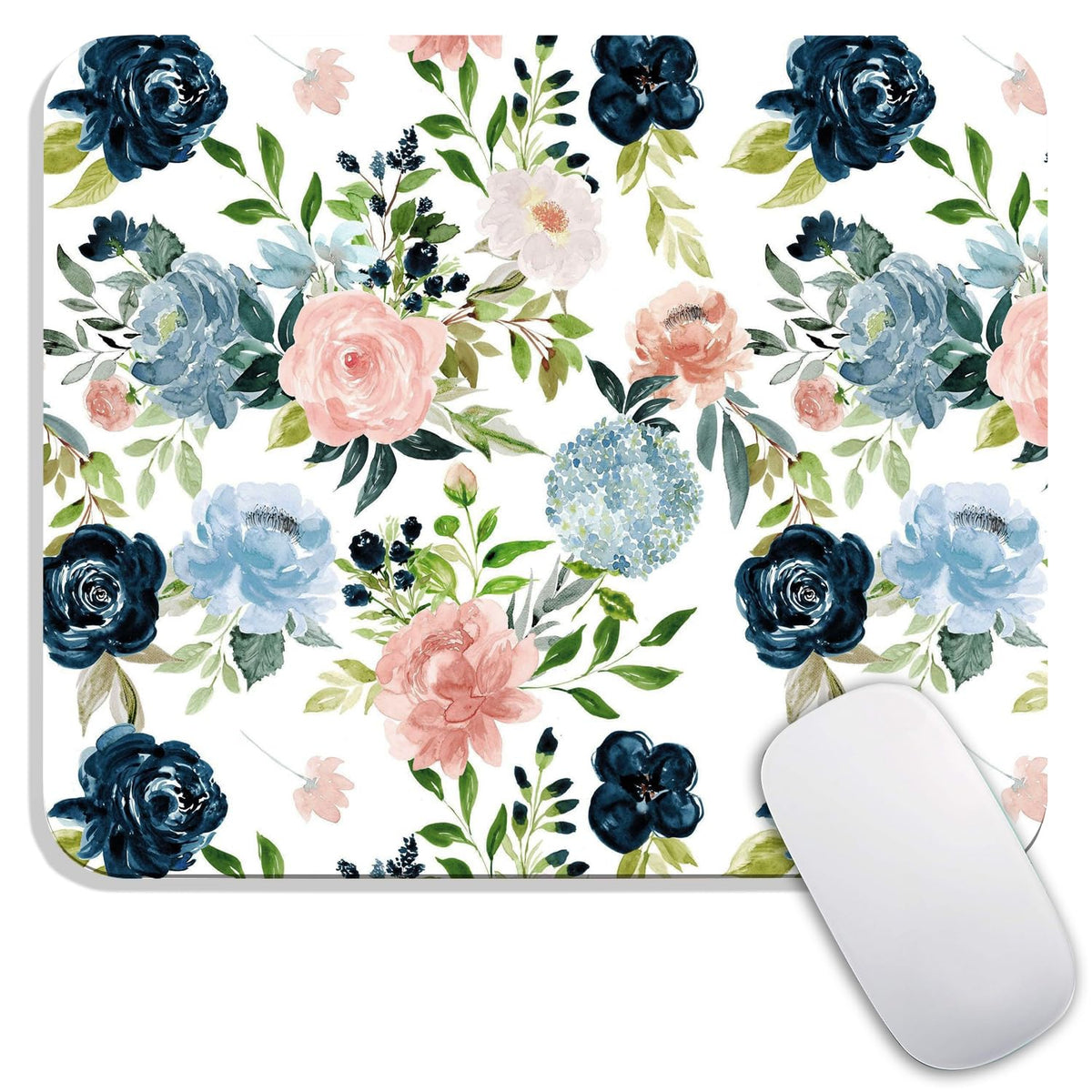 Square Mouse Pad Beautiful Flowers Plants, Personalized Premium-Textured Custom Mouse Mat Design, Washable Mousepad Cloth, Non-Slip Rubber Base Computer Mouse Pads for Wireless Mouse