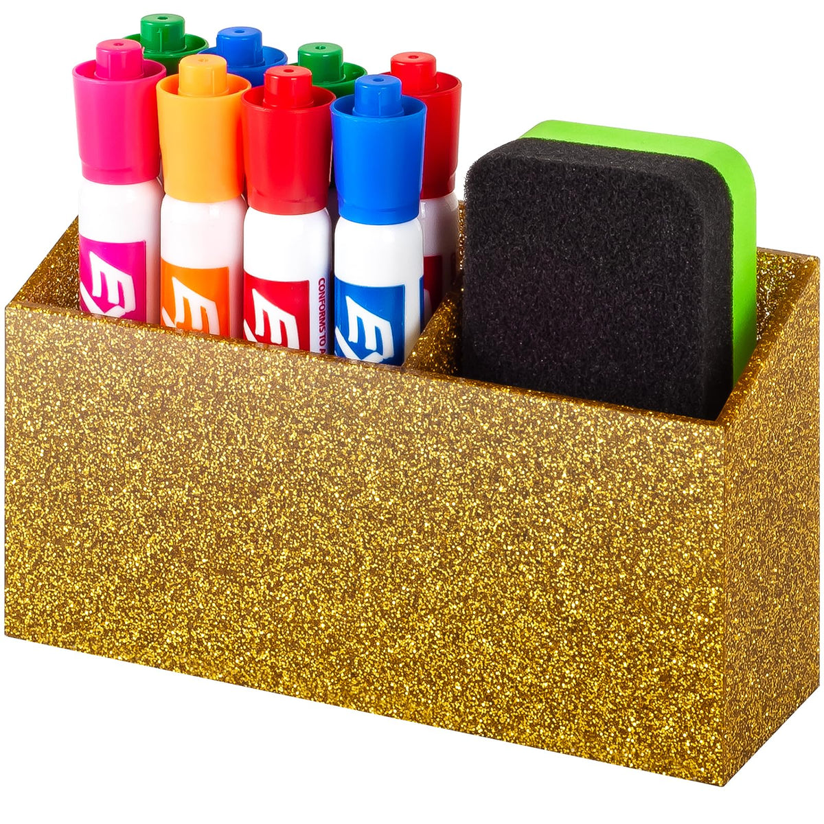 BEYGORM Magnetic Dry Erase Marker Holder for Whiteboard & Refrigerator | Non-slip Acrylic Pen Holder for Classroom, Fridge Magnet, Locker Organizer Accessories, Teacher & School Supplies(Clear)