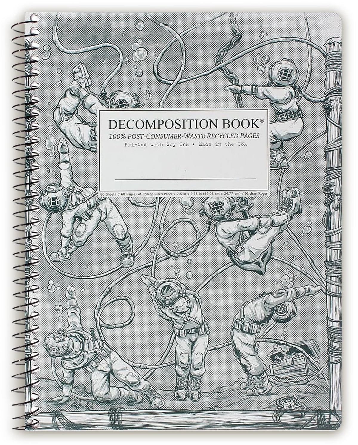 Decomposition Jellyfish College Ruled Spiral Notebook - 9.75 x 7.5 Journal with 160 Lined Pages - 100% Recycled Paper - Cute Notebooks for School Supplies, Home & Office - Made in USA