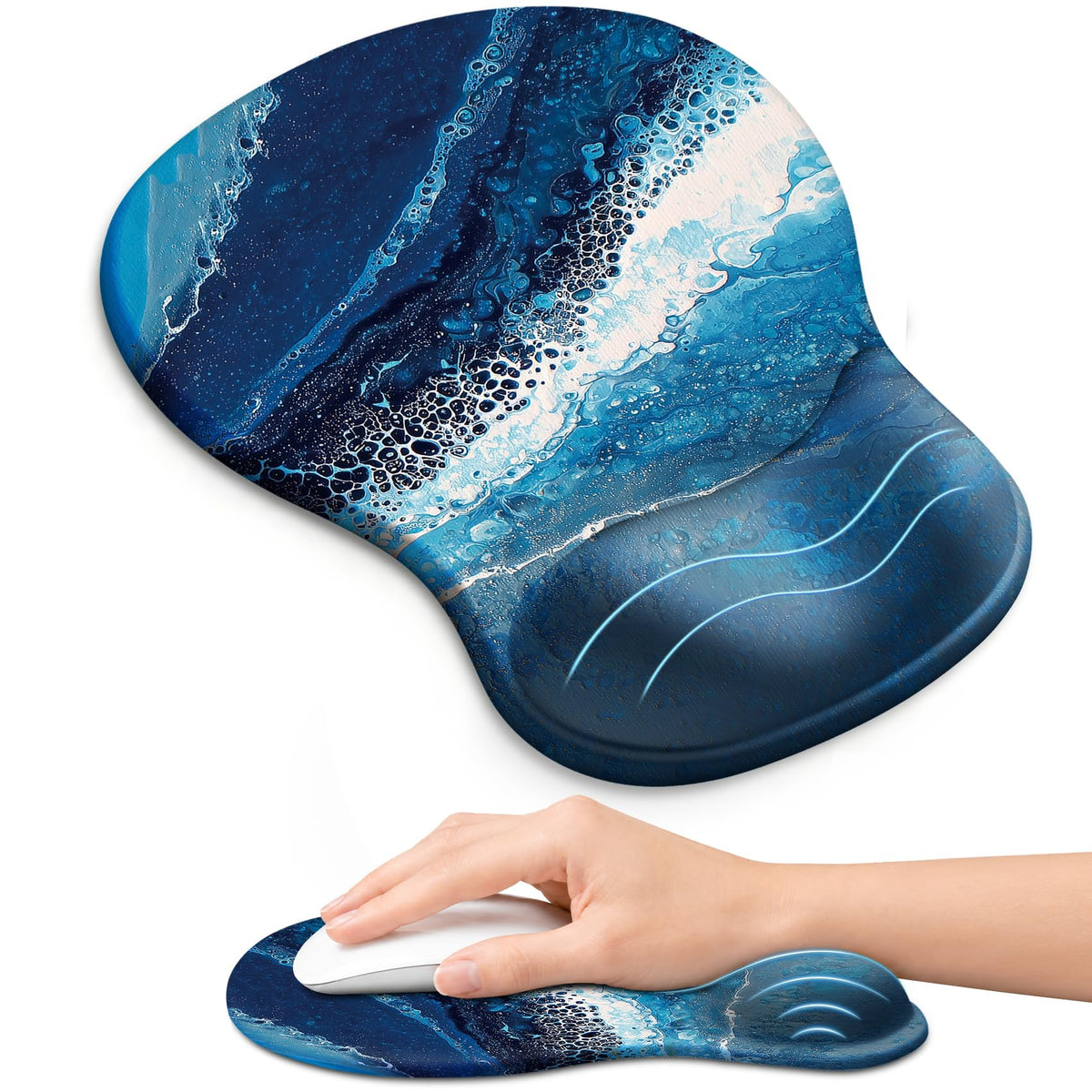 Ergonomic Mouse Pad with Wrist Rest, Gel Wrist Support, Black | 10.2 x 7.6 in Mouse Pad with Smooth Fabric Surface and Non-Slip Rubber Base for Office, Home, Study, and Gaming