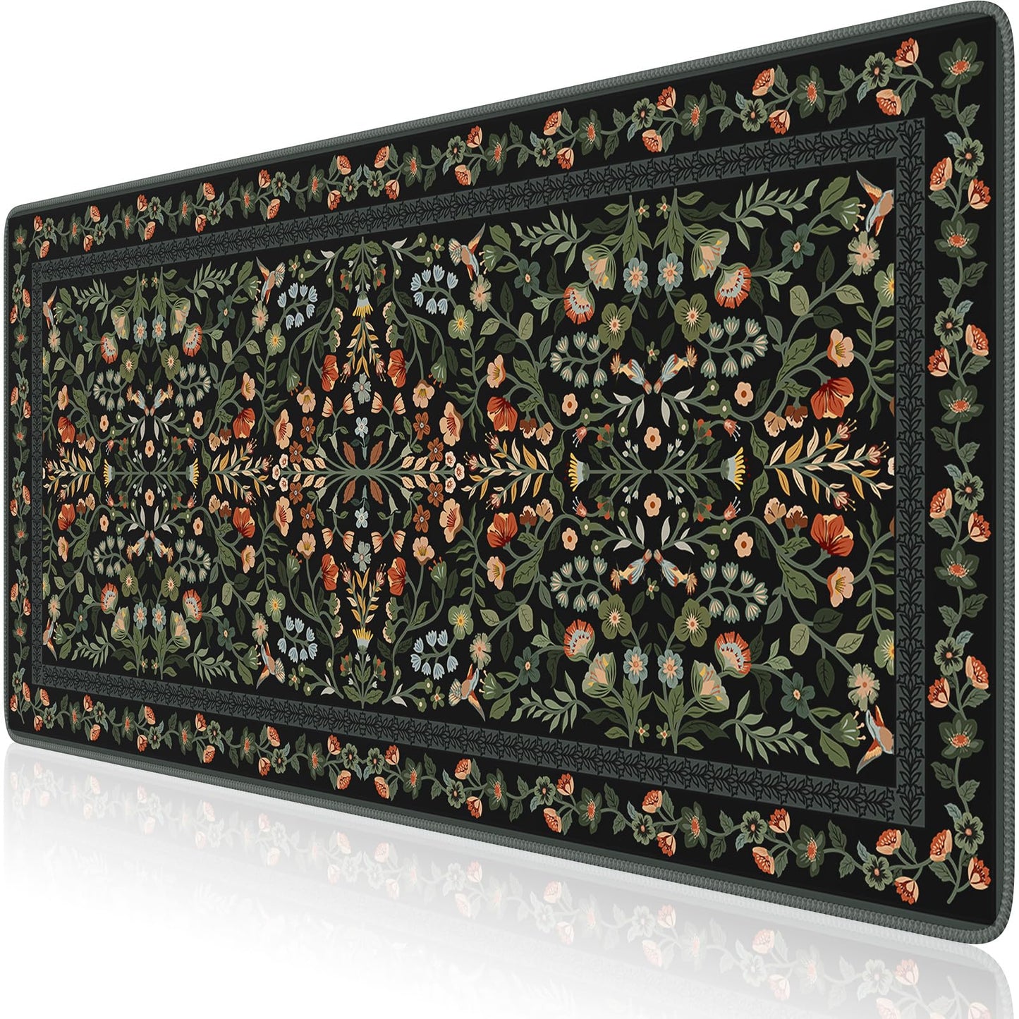iCasso Desk Mat,Mouse Pad for Office Decor,35.4x15.7in,Deep Green | Back to School Desk Pad Mat, Anti-Slip Big Mousepad with Stitched Edges for Computer Desktop,Smooth Water-Resistant