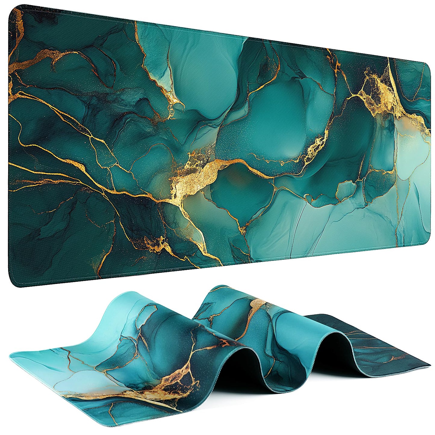 Mouse Pad Gaming - Desk Mat for Keyboard and Mouse - Kanagawa Large Mouse Pad for Desk, Japanese Sea Wave Mousepad (31.5 x 11.8inch) with Non-Slip Base, Desks Pad Mat for Game, Office and Home