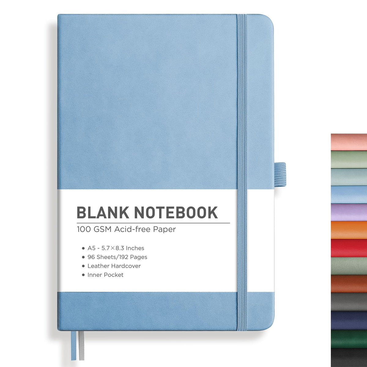RETTACY Graph Grid Paper Notebook, 192 Pages, A5 Size (5.7'' x 8.3'') | 5 Squares per Inch, Leather Hardcover, 100 GSM Thick Paper, for School, Students, Math, Engineering (Light Green)