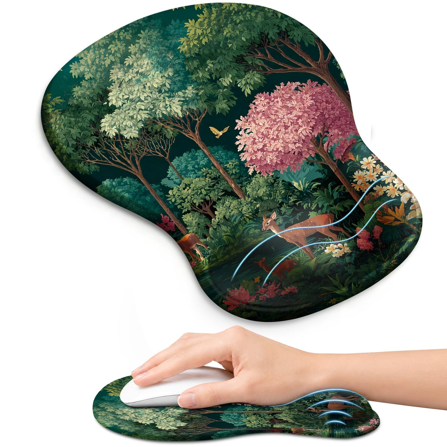 Ergonomic Mouse Pad with Wrist Rest, Gel Wrist Support, Black | 10.2 x 7.6 in Mouse Pad with Smooth Fabric Surface and Non-Slip Rubber Base for Office, Home, Study, and Gaming