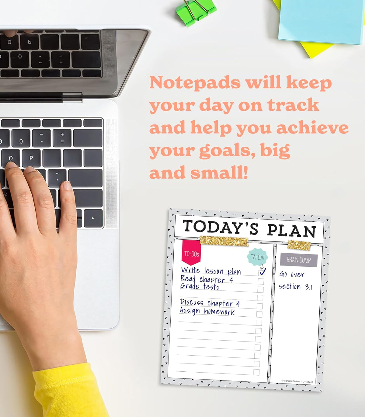 Carson Dellosa Today's Plan Notepad, 50 Sheet Note Pad With Lined Paper for To Do List and Checklist, Classroom Organization Stationery, Desk Accessories and Office Supplies | To Do List and Checklist, Classroom Organization Stationary, Desk Accessories a