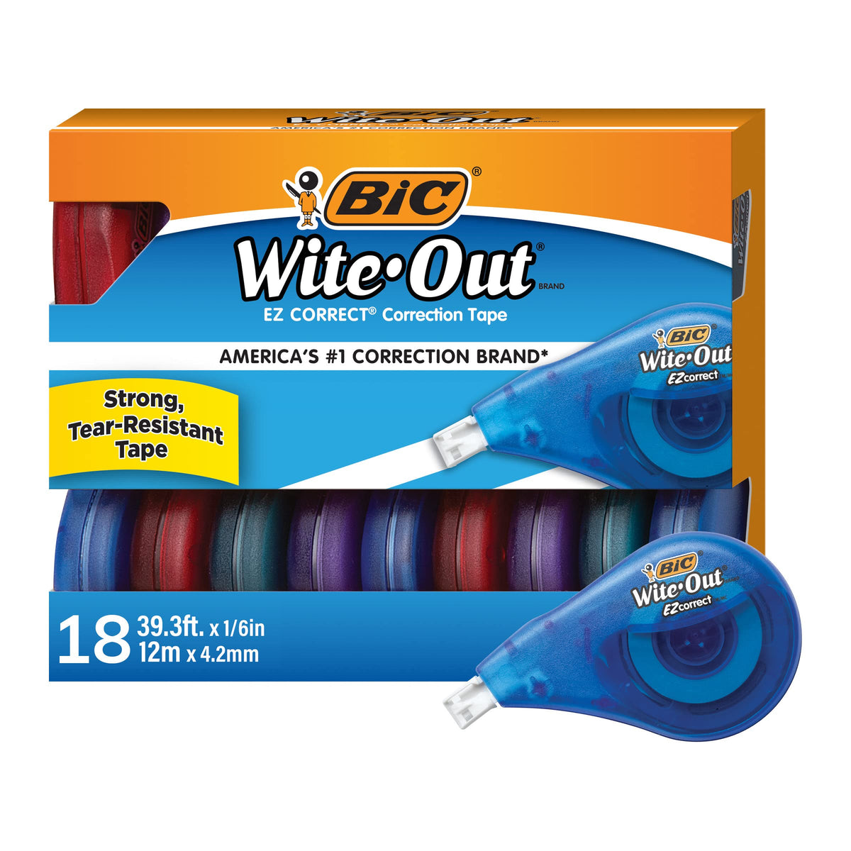 BIC Wite-Out EZ Correct Tear-Resistant Correction Tape, 39.3 ft, 10 Count