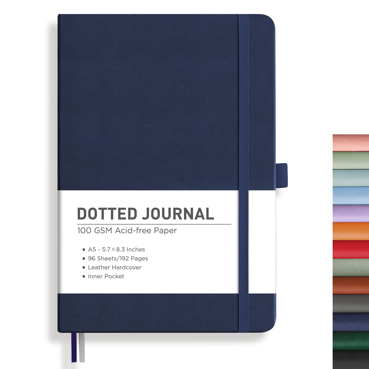 RETTACY Graph Grid Paper Notebook, 192 Pages, A5 Size (5.7'' x 8.3'') | 5 Squares per Inch, Leather Hardcover, 100 GSM Thick Paper, for School, Students, Math, Engineering (Light Green)