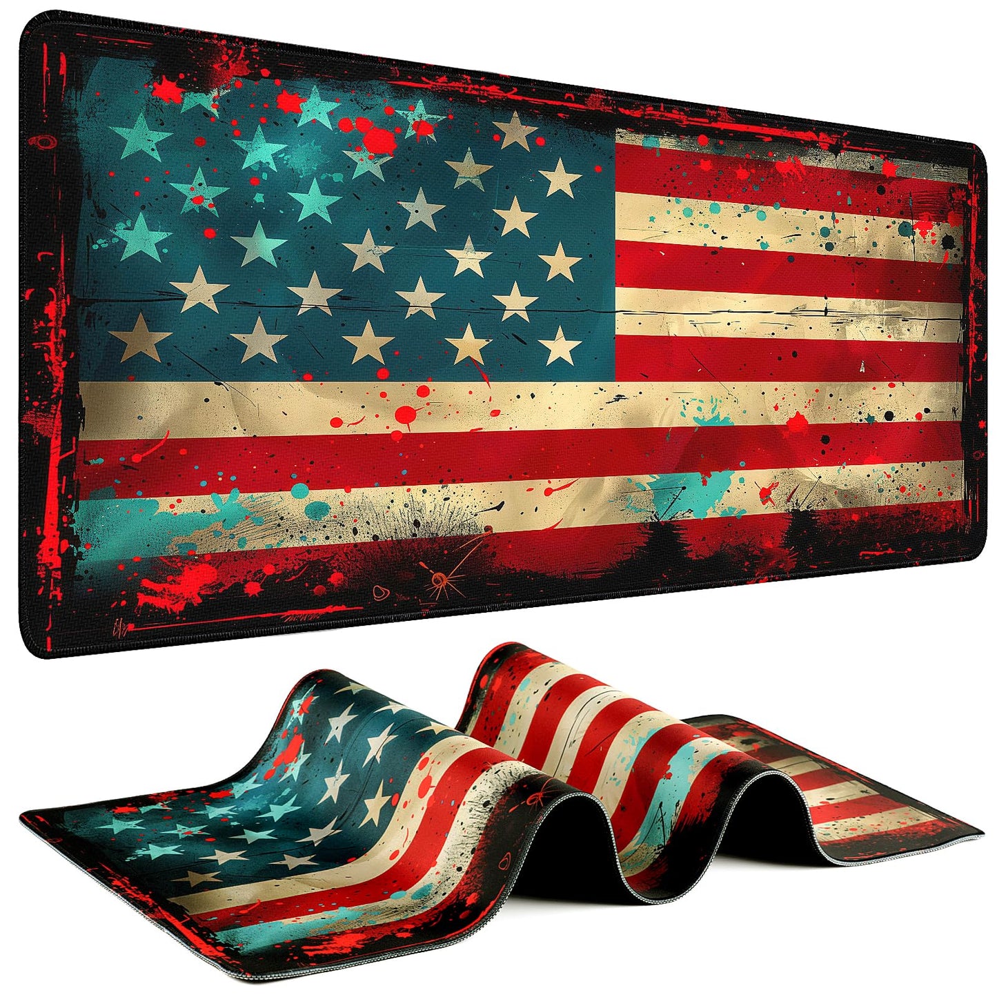 Mouse Pad Gaming - Desk Mat for Keyboard and Mouse - Kanagawa Large Mouse Pad for Desk, Japanese Sea Wave Mousepad (31.5 x 11.8inch) with Non-Slip Base, Desks Pad Mat for Game, Office and Home