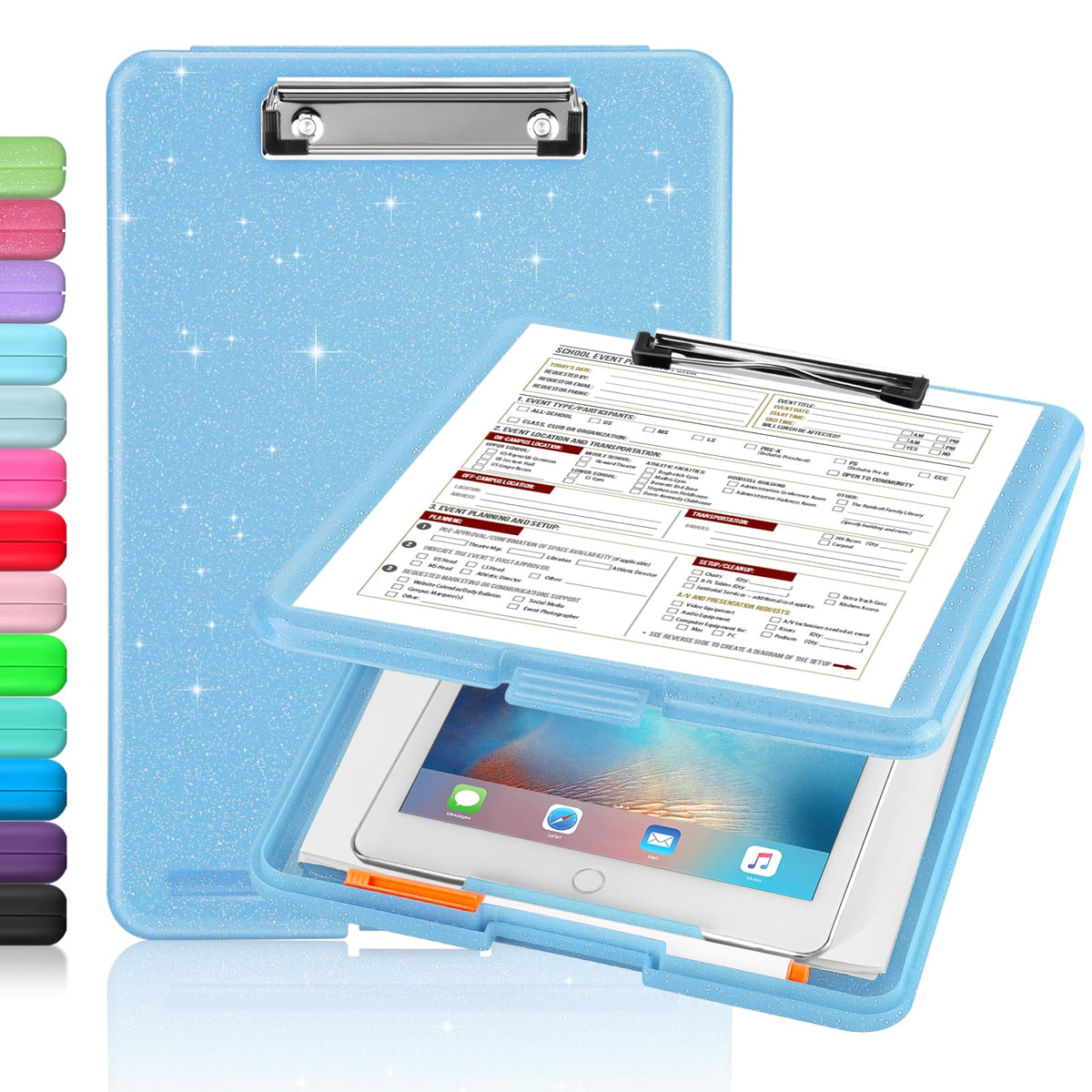 Sooez Clipboard with Storage, Plastic Nursing Clip Board, 8.5" x 11", Work | Sturdy Clipboards Foldable, Cute Hanging Clip Board Case, Teacher, Classroom Must Haves, Office School Supplies, Women & Men
