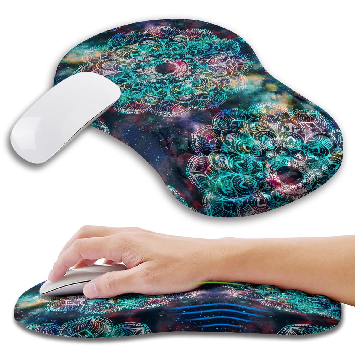 Ergonomic Mouse Pad Wrist Support with Memory Foam Massage Bulge, Carpal Tunnel Pain Relief Mousepad Wrist Rest for Mouse(12x8 inch, Black)