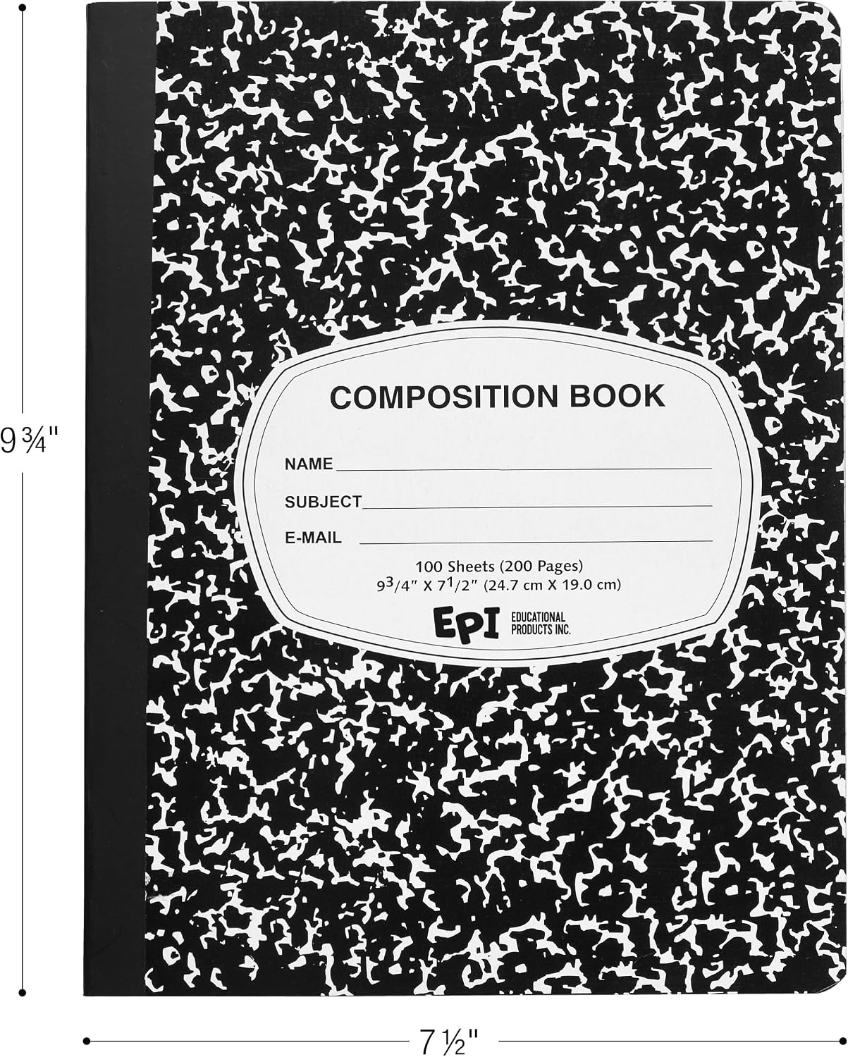 4 Pack - EPI Marble Hardcover Wide Ruled Composition Notebook | 200 Pages (100 Sheets), 9.75 x 7.5 in, Sturdy Sewn Binding | School, Office, Journaling, Notes