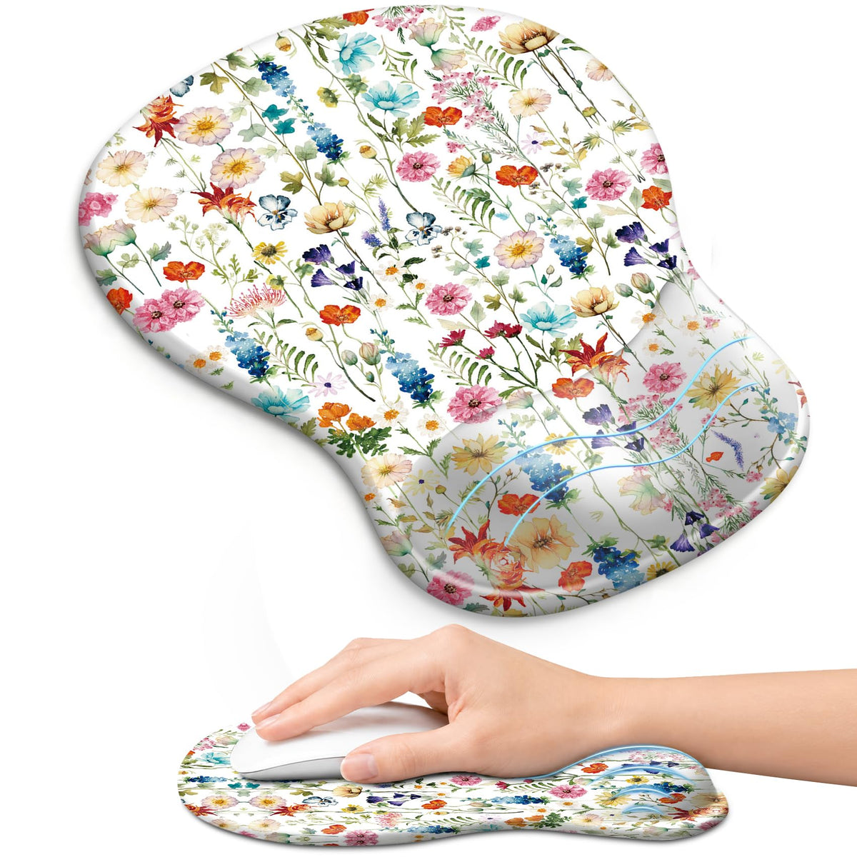 Ergonomic Mouse Pad with Wrist Rest, Gel Wrist Support, Black | 10.2 x 7.6 in Mouse Pad with Smooth Fabric Surface and Non-Slip Rubber Base for Office, Home, Study, and Gaming