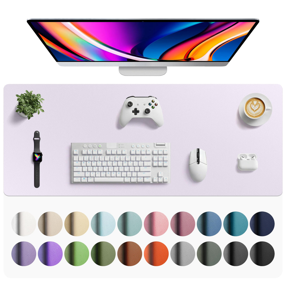 Aothia Non-Slip Waterproof PU Leather Desk Pad Protector for Mouse, Writing Desk, Office, Home, Laptop Blotter, 23.6" x 13.7", Black