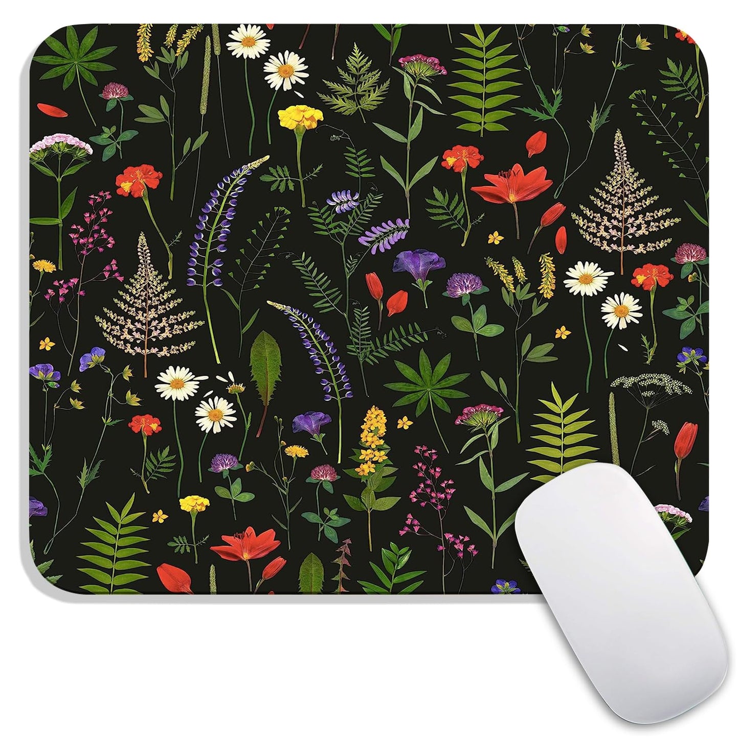 Square Mouse Pad Beautiful Flowers Plants, Personalized Premium-Textured Custom Mouse Mat Design, Washable Mousepad Cloth, Non-Slip Rubber Base Computer Mouse Pads for Wireless Mouse