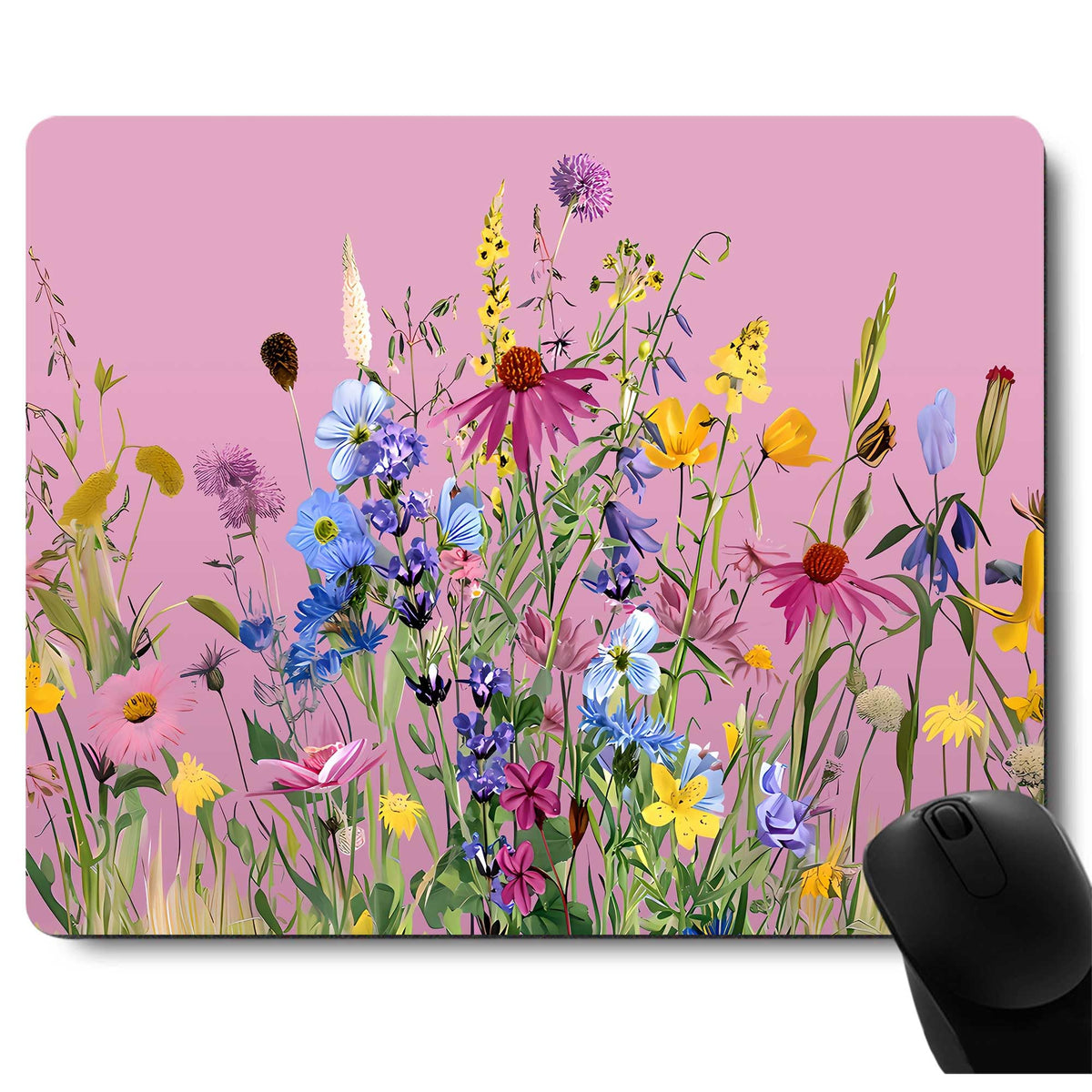 Gorgeous Flowers Plants Mouse Pad,Pink Floral Rose Mouse Pads for Desk,Soft Computer Mouse Mat Cute Mousepad Cloth Computer Mouse Pads for Women,Square Waterproof Non-Slip Rubber Base MousePads