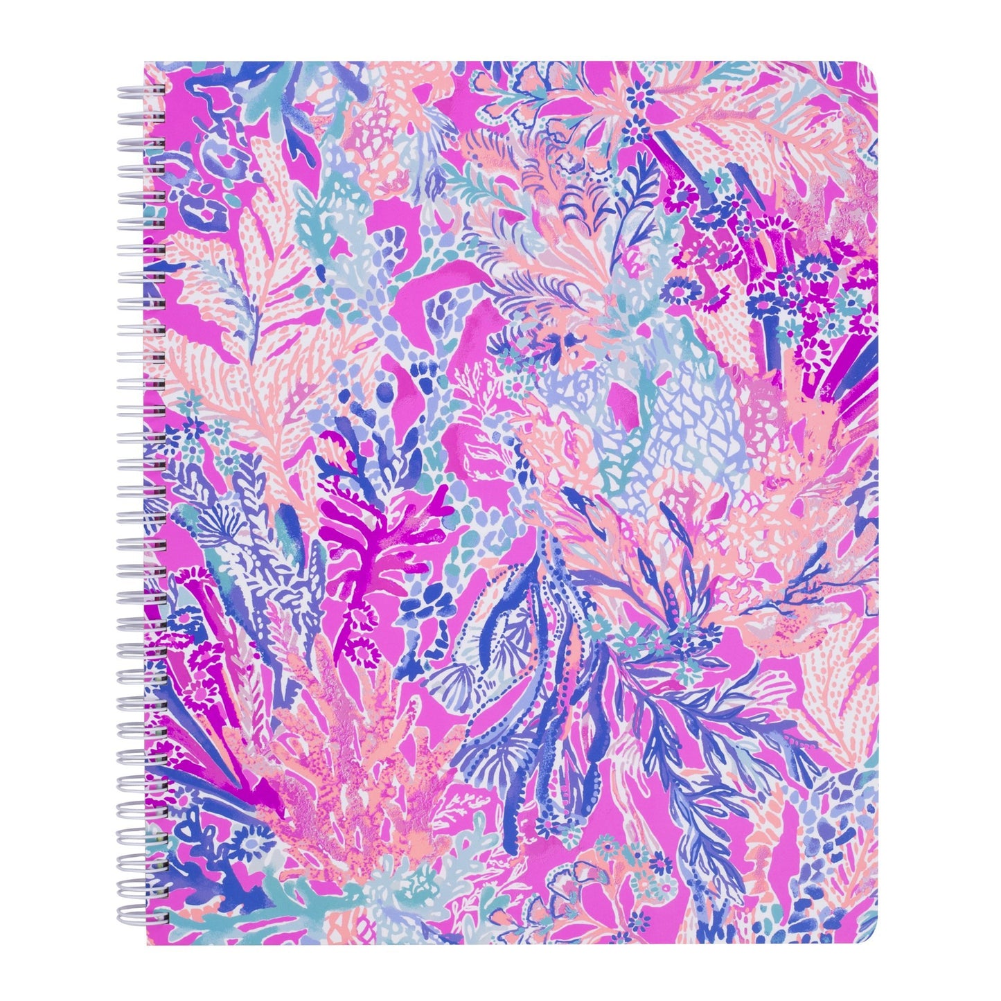 Lilly Pulitzer Large Notebook, Cabana Cocktail | 11" x 9.5" Blue Spiral Journal with Durable Hardcover, 160 College Ruled Pages, Metal Spiral, and Pocket Page