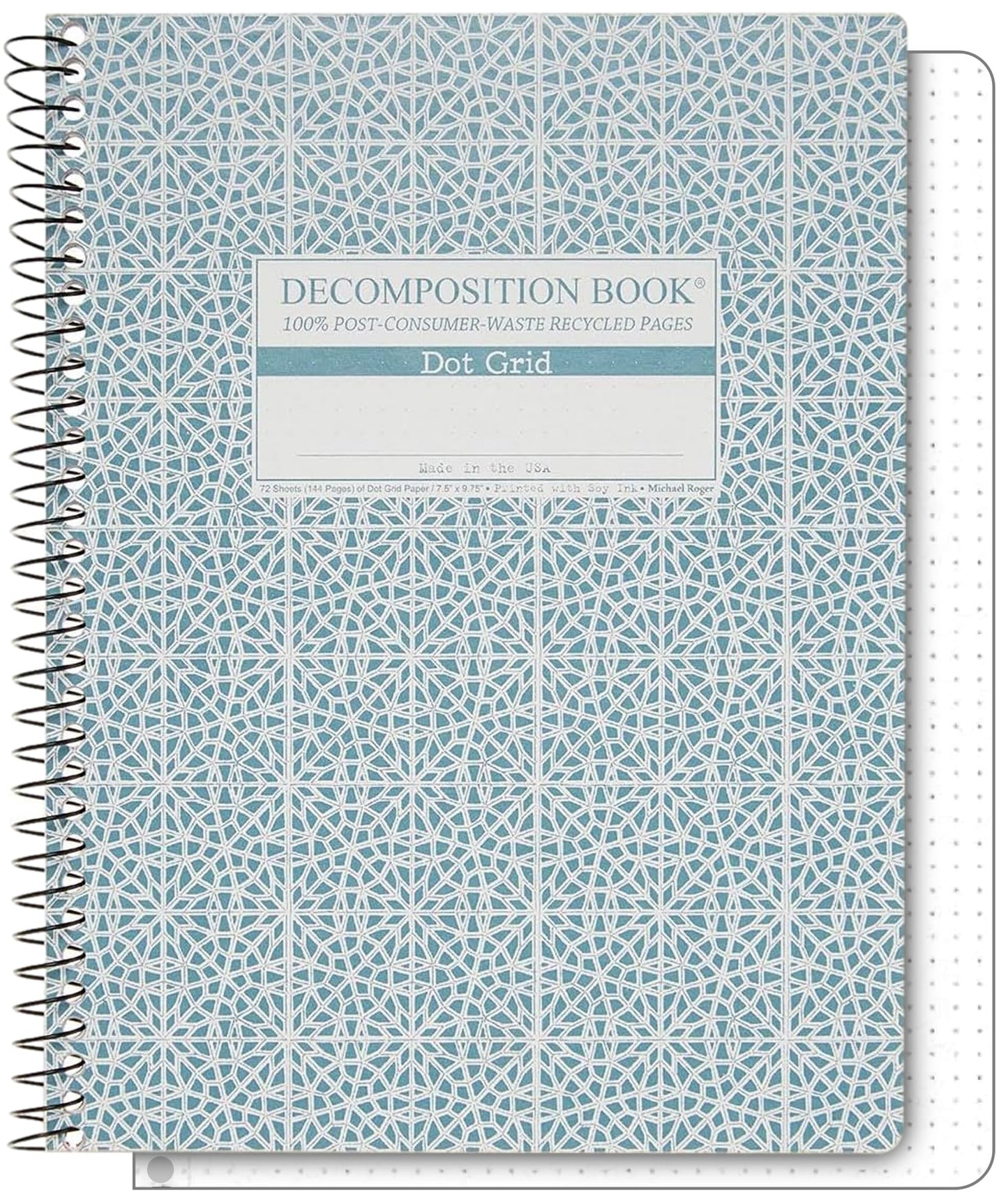 Decomposition Jellyfish College Ruled Spiral Notebook - 9.75 x 7.5 Journal with 160 Lined Pages - 100% Recycled Paper - Cute Notebooks for School Supplies, Home & Office - Made in USA