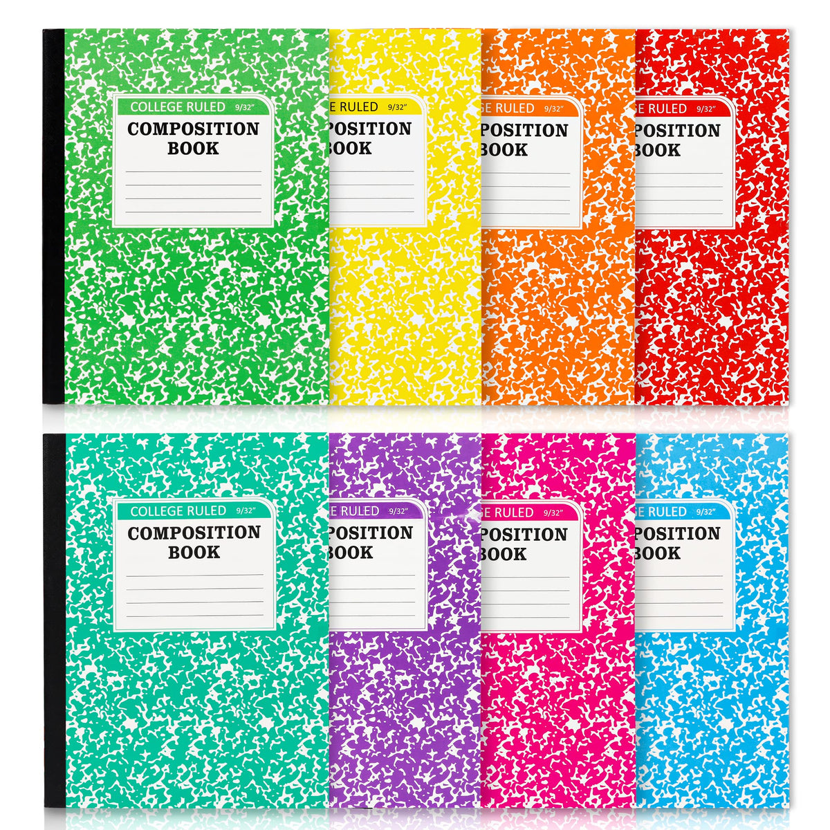 feela Composition Notebook, 8 Pack 8 Pastel Colors Wide Ruled Composition Books Bulk, Marble Cover Notepad Lined Cute Journal Notebooks for School Supplies Notes Taking Writing, 9.75 X 7.5 in