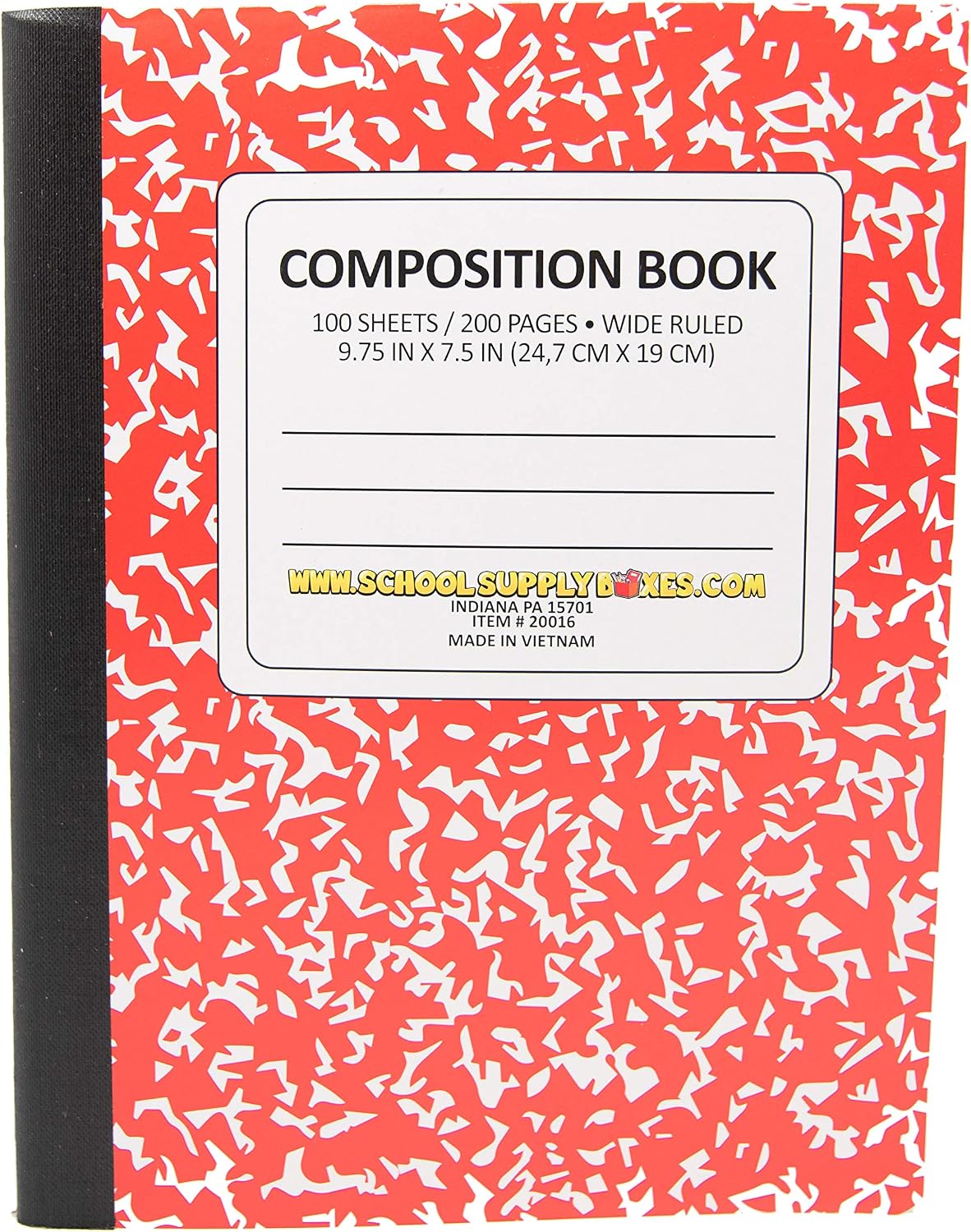 100 Sheet Composition Notebooks - School Supply Boxes - 5 Wide Ruled Writing Notebooks - 1 Black, 1 Red, 1 Green, 1 Blue, and 1 Yellow (Wide Ruled)