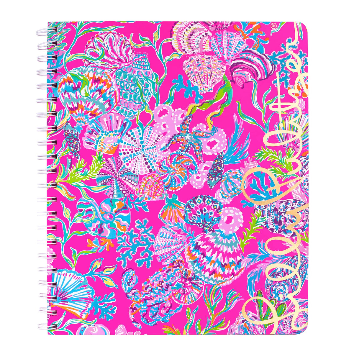 Lilly Pulitzer Large Notebook, Cabana Cocktail | 11" x 9.5" Blue Spiral Journal with Durable Hardcover, 160 College Ruled Pages, Metal Spiral, and Pocket Page
