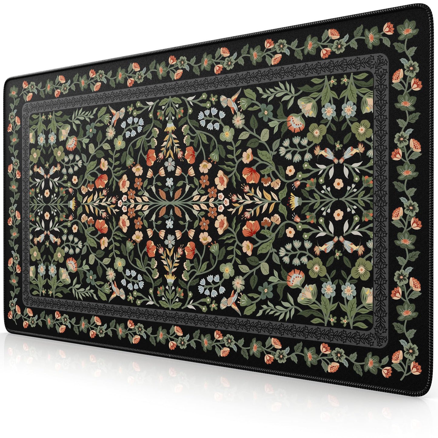 iCasso Desk Mat,Mouse Pad for Office Decor,35.4x15.7in,Deep Green | Back to School Desk Pad Mat, Anti-Slip Big Mousepad with Stitched Edges for Computer Desktop,Smooth Water-Resistant