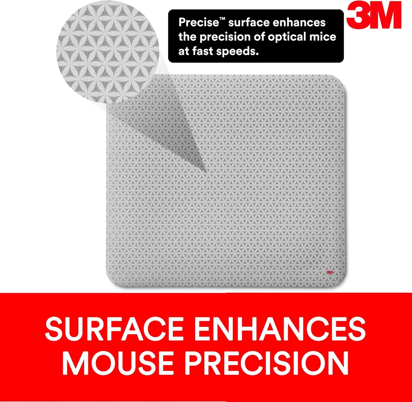 3M Precise Mouse Pad, Bitmap, 9 in x 8 in, 6 Packs/Case | Enhances the Precision of Optical Mice, Non-Skid Foam Back