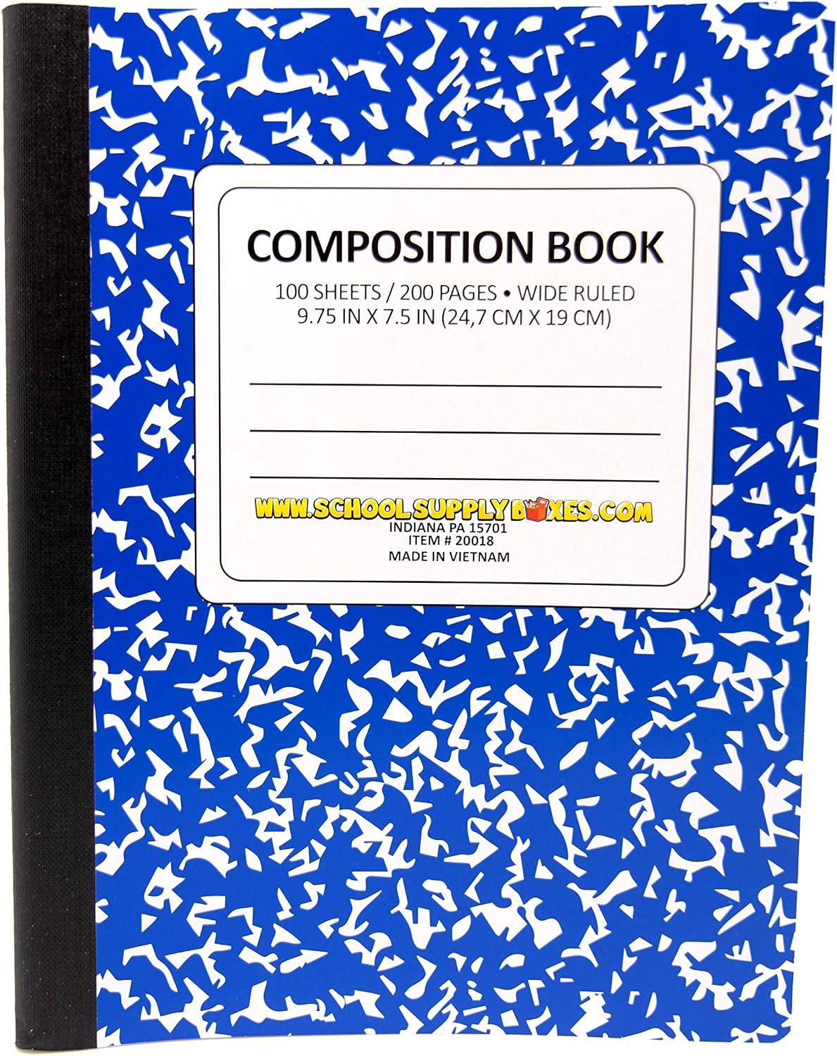 100 Sheet Composition Notebooks - School Supply Boxes - 5 Wide Ruled Writing Notebooks - 1 Black, 1 Red, 1 Green, 1 Blue, and 1 Yellow (Wide Ruled)