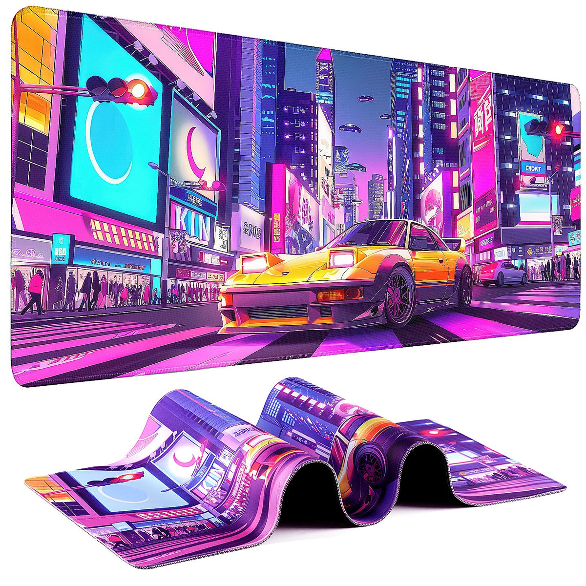 Mouse Pad Gaming - Desk Mat for Keyboard and Mouse - Kanagawa Large Mouse Pad for Desk, Japanese Sea Wave Mousepad (31.5 x 11.8inch) with Non-Slip Base, Desks Pad Mat for Game, Office and Home