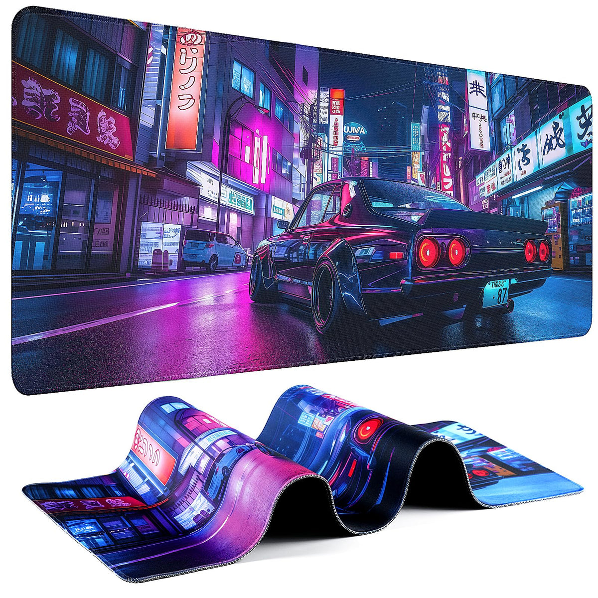 Mouse Pad Gaming - Desk Mat for Keyboard and Mouse - Kanagawa Large Mouse Pad for Desk, Japanese Sea Wave Mousepad (31.5 x 11.8inch) with Non-Slip Base, Desks Pad Mat for Game, Office and Home