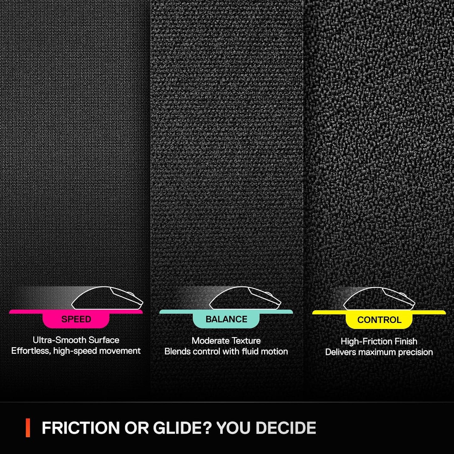 SteelSeries QcK XL Performance Control Gaming Mousepad — Extra Density for a Smooth Glide — Low-Profile Edge Stitching — Non-Slip Neoprene Rubber Base — 15.75 x 34.43 inch — FPS, MOBAs, RTS, MMO