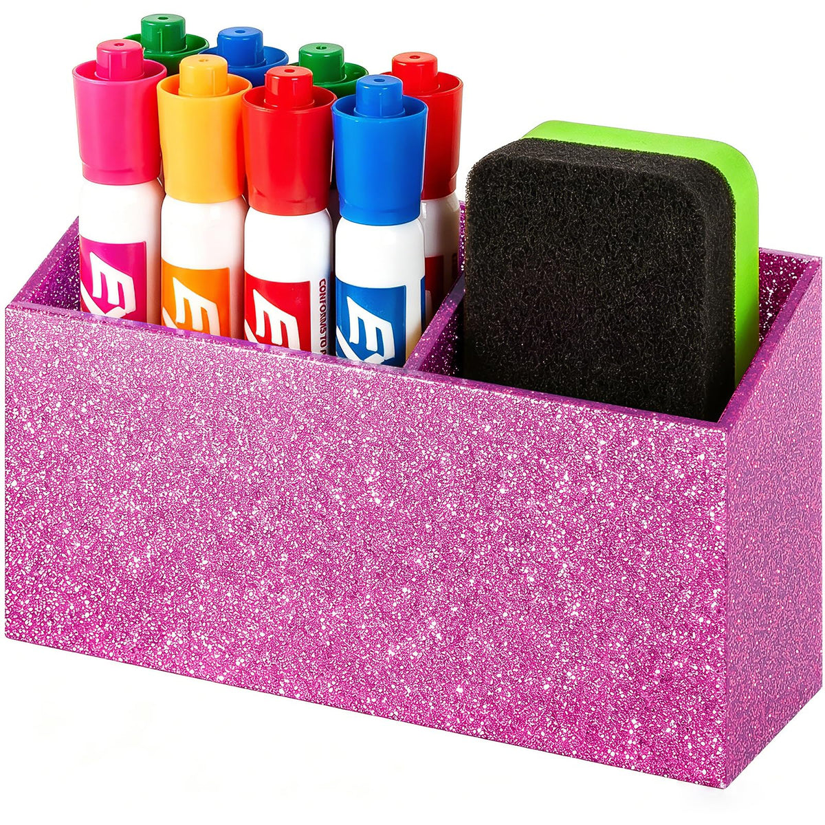 BEYGORM Magnetic Dry Erase Marker Holder for Whiteboard & Refrigerator | Non-slip Acrylic Pen Holder for Classroom, Fridge Magnet, Locker Organizer Accessories, Teacher & School Supplies(Clear)