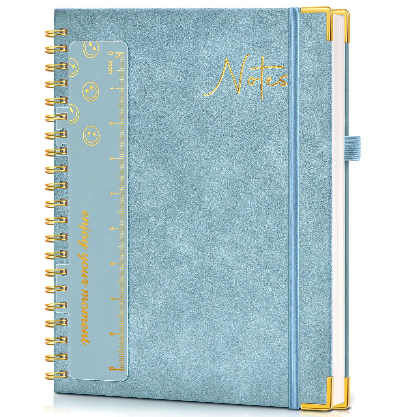 Hardcover Spiral Notebook Journal 8.5” x 11”, A4 Large Leather Notebooks for Women Men, Lined College Ruled Notebook, 50 Sheets/100 Pages, Spiral Bound Journals for Work School Note Taking, Green