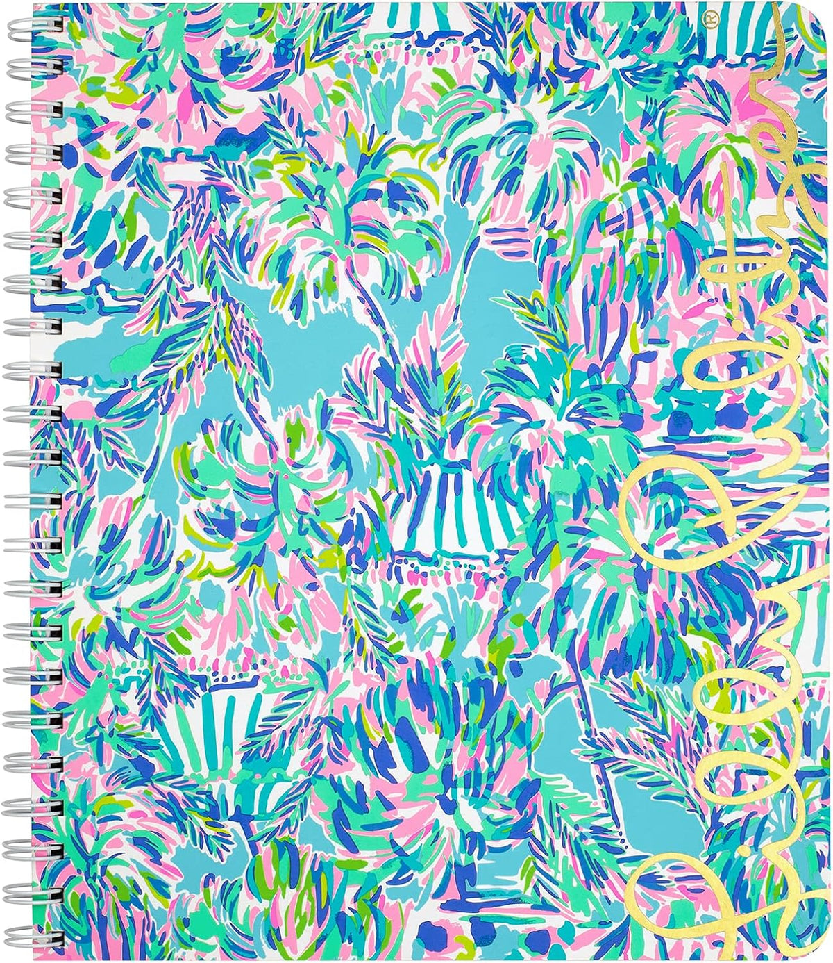 Lilly Pulitzer Large Notebook, Cabana Cocktail | 11" x 9.5" Blue Spiral Journal with Durable Hardcover, 160 College Ruled Pages, Metal Spiral, and Pocket Page