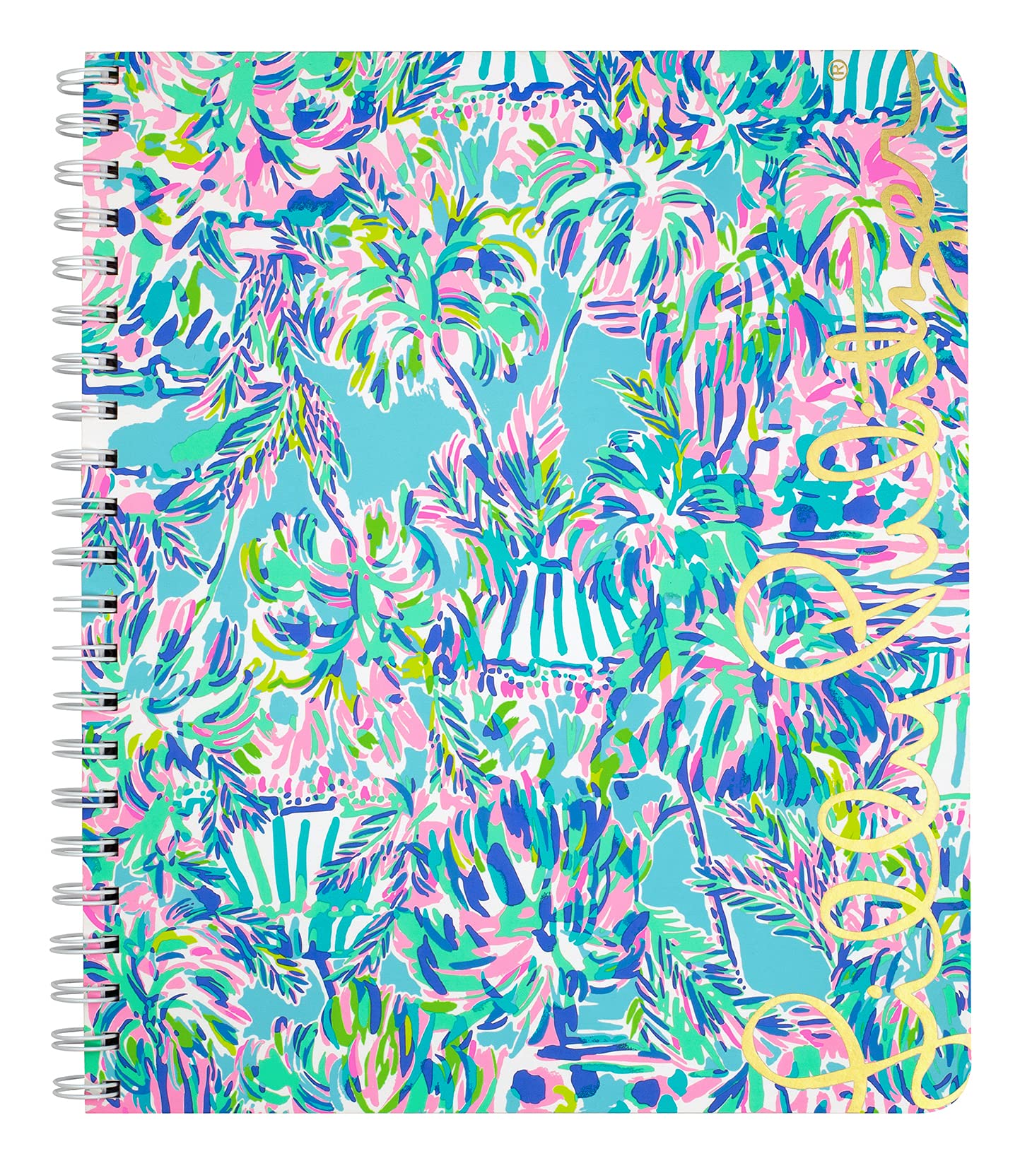 Lilly Pulitzer Large Notebook, Cabana Cocktail | 11" x 9.5" Blue Spiral Journal with Durable Hardcover, 160 College Ruled Pages, Metal Spiral, and Pocket Page