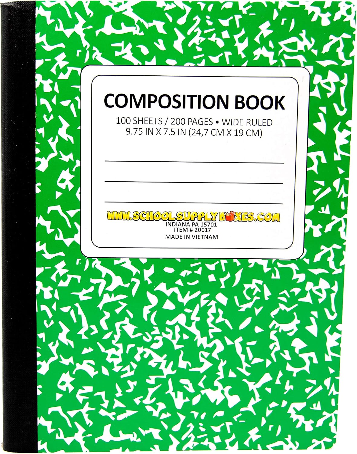 100 Sheet Composition Notebooks - School Supply Boxes - 5 Wide Ruled Writing Notebooks - 1 Black, 1 Red, 1 Green, 1 Blue, and 1 Yellow (Wide Ruled)