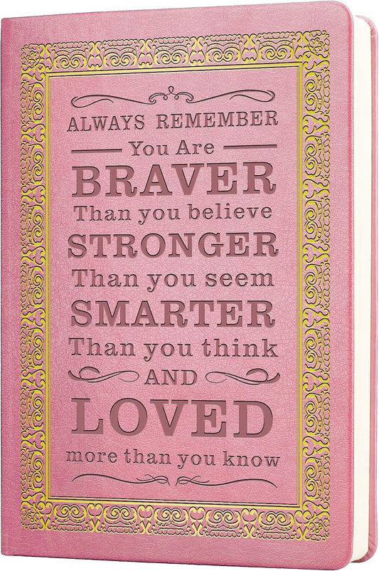 JOHSBYD Pink Journal for Women - A5 Lined Hardcover Notebook | and Diary for Teen Girls, 200 Pages 100GSM Bleedproof Paper, cute notebook for Travel, Work, School(Pink)