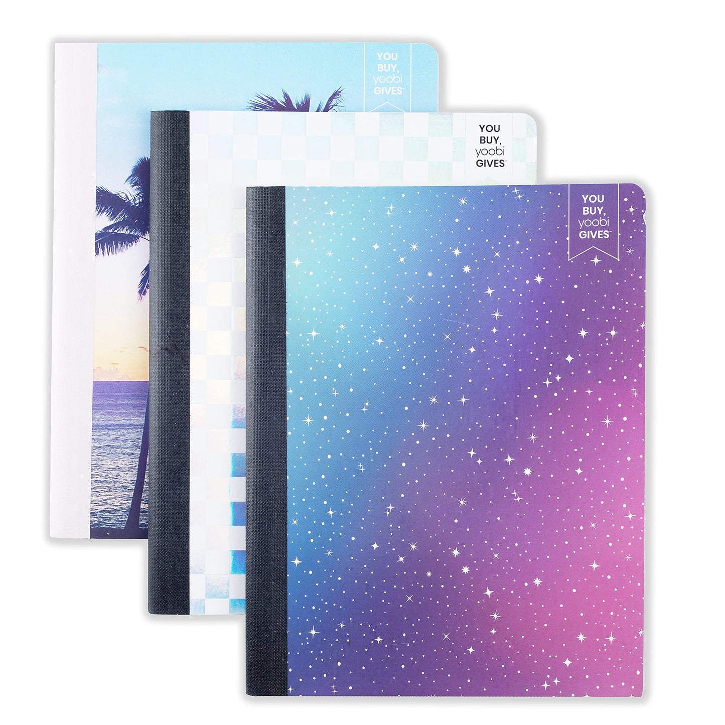 Yoobi x Barbie College Ruled Spiral Notebooks, 3-Pack, 100 Sheets | 3-Hole Punched Sheets, Perforated Pages, 100–150 Sheets, Multi-Pack (3-Pack or 6-Pack), Fun Prints & Designs